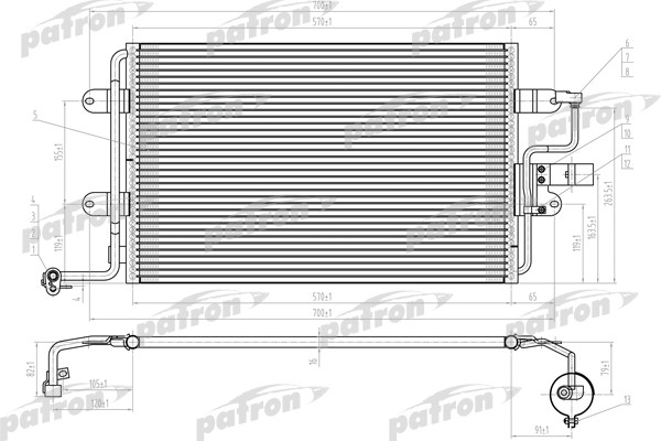 Радиатор кондиционера PRS1011 PATRON